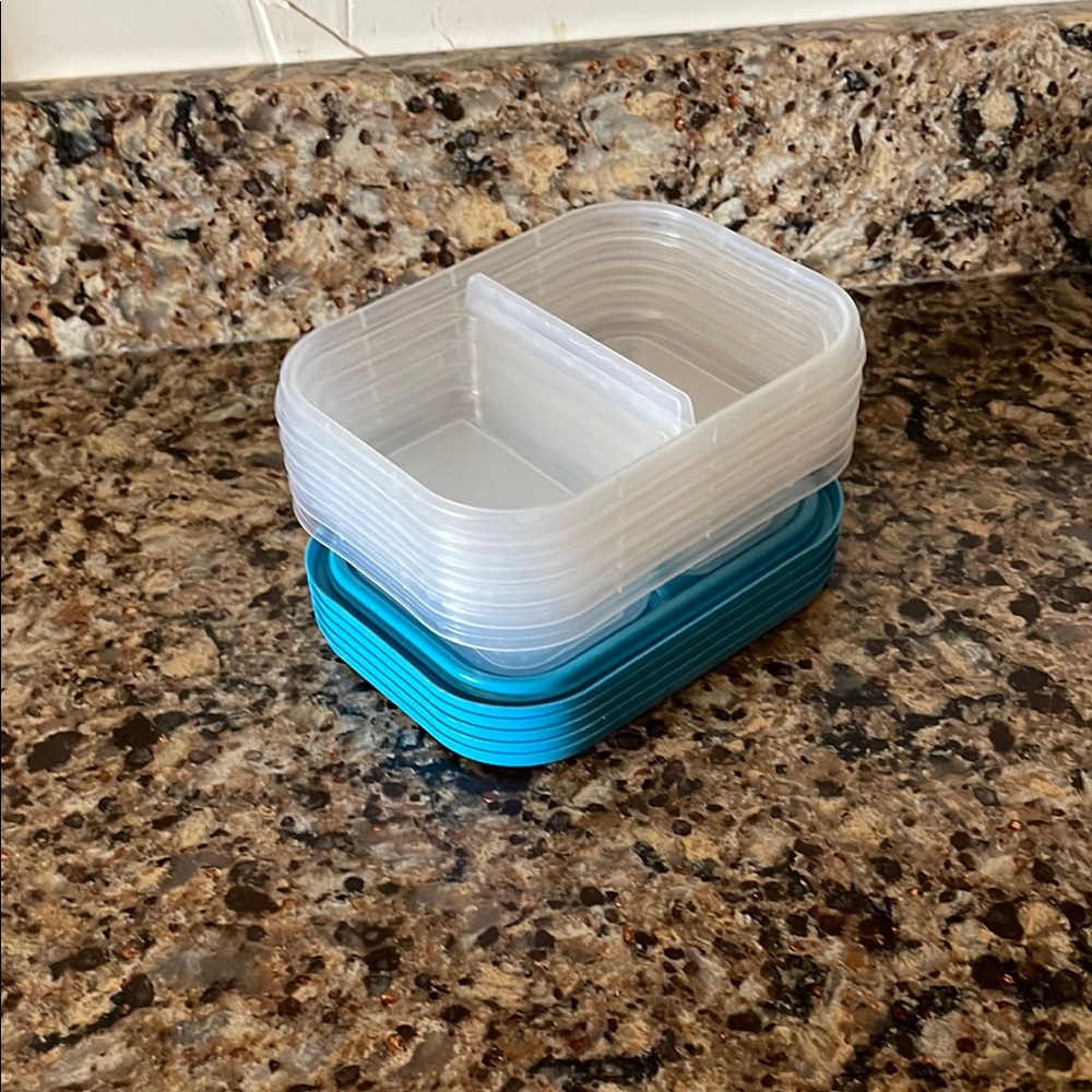 Clear and Blue Stackable Storage Containers